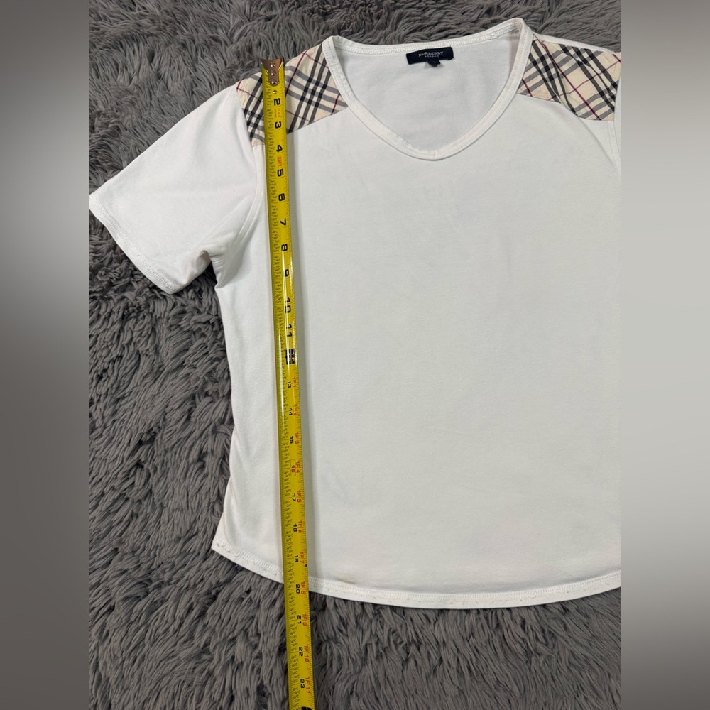 Burberry London White Nova Check Shoulder Tee Size L - Picture 4 of 8